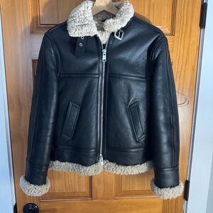 Lorel Shearling Flying Jacket Black/Natural | ALLSAINTS US